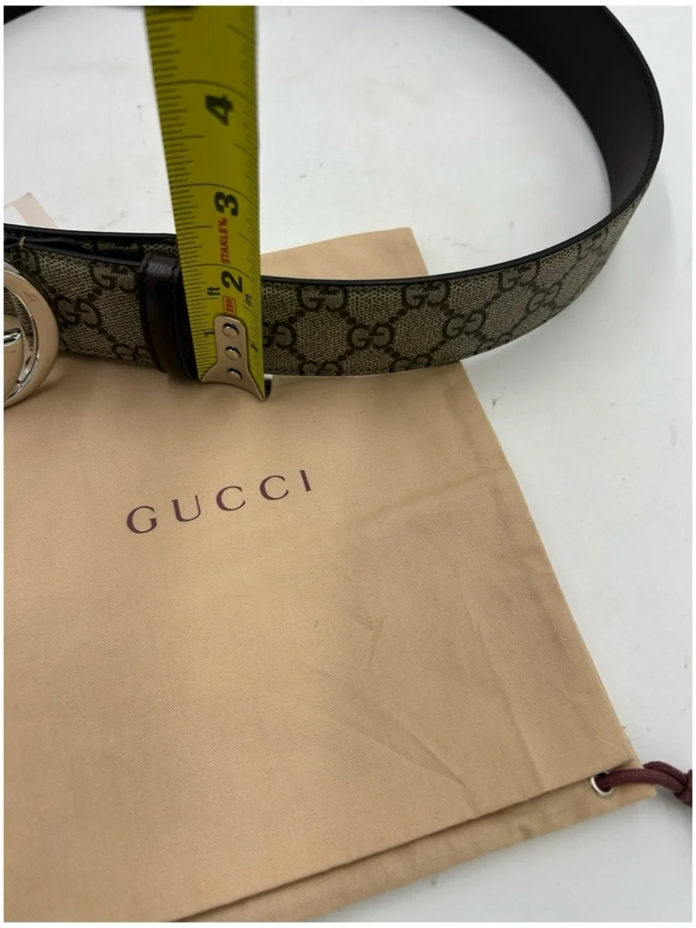 Men's Gucci GG Supreme belt interlocking G buckle size 80/32 inches made Italy